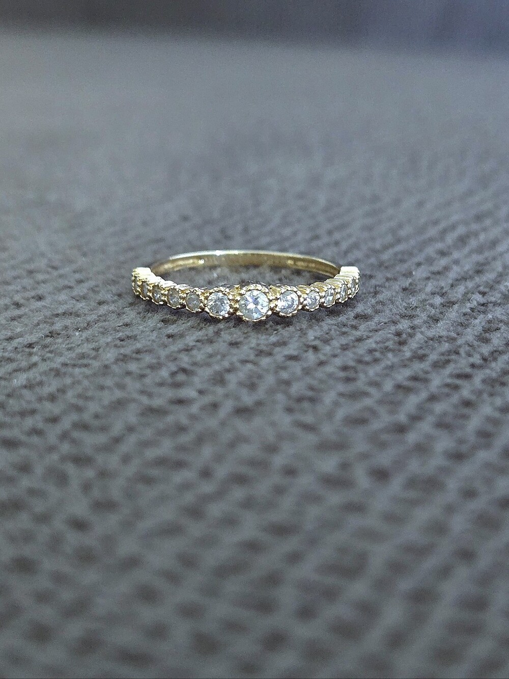 Dainty 14K Gold💛 Ring💍 with Fifteen Graduated Lab🧪 Created Diamonds💎 - Picture 6 of 16